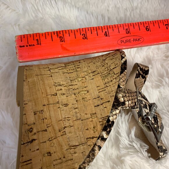 Charles By Charles David Womens SZ 10M Wedge Sandal Faux Brown Reptile & Cork - Picture 6 of 8